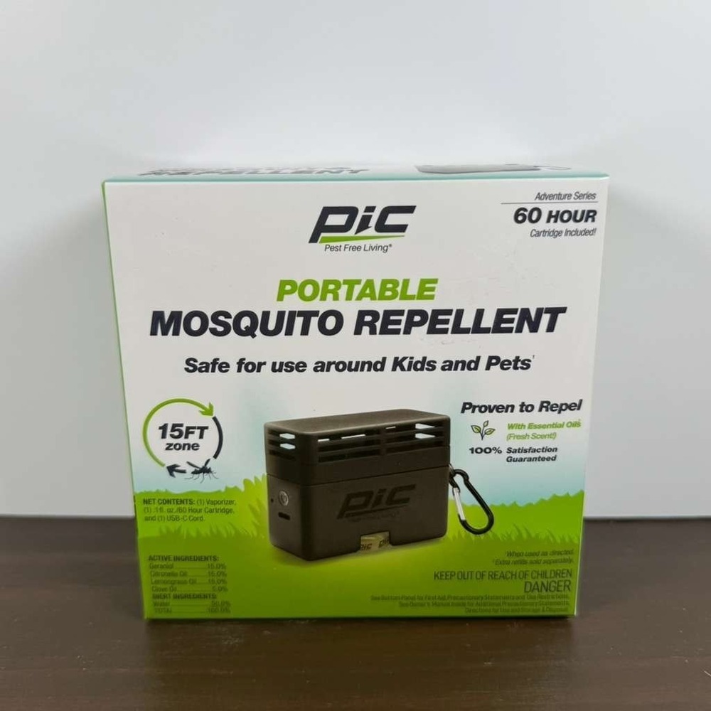 PIC Adventure Series Portable Mosquito Repellent 15ft Zone USB-C Black New